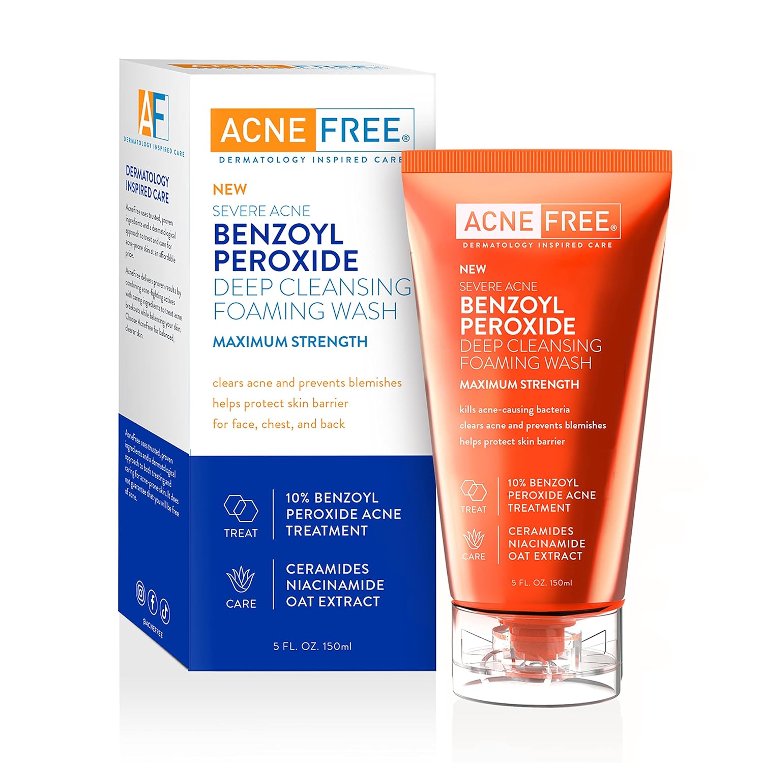 Acnefree Severe Acne 10% Benzoyl Peroxide Foaming Cleansing Wash, 5 Ounce