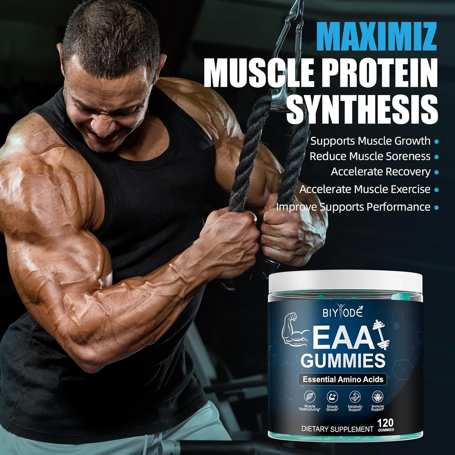 Biyode Eaa Gummies: Essential Amino Acids All 9 Essential Aminos & Branched-Chain Aminos Non-Gmo Gluten Free Vegetarian-Friendly 120 Gummie Blue Raspberry : Health & Household