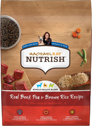Rachael Ray Nutrish Premium Natural Dry Dog Food With Added Vitamins, Minerals & Taurine, Real Beef, Pea, & Brown Rice Recipe, 6 Pounds (Packaging May Vary)