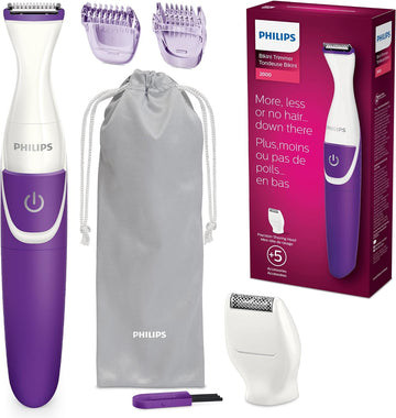 Philips Beauty Bikini Genie Cordless Trimmer For Bikini Line Hair Removal, With Shaving Head And Comb, Brt383/50