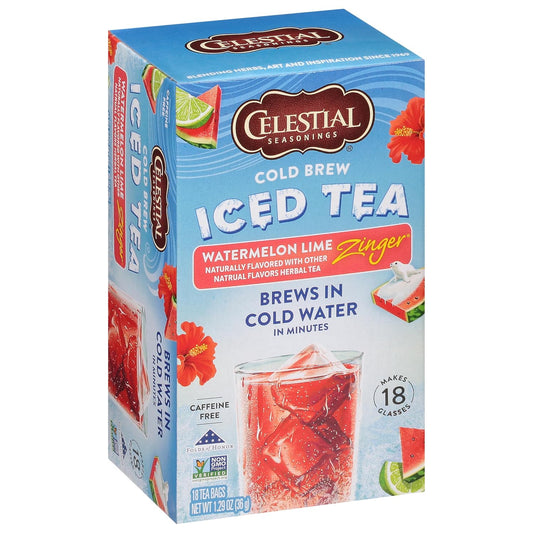 Celestial Seasonings Cold Brew Watermelon Lime Zinger Iced Tea 18 Tea Bags (Pack Of 6)