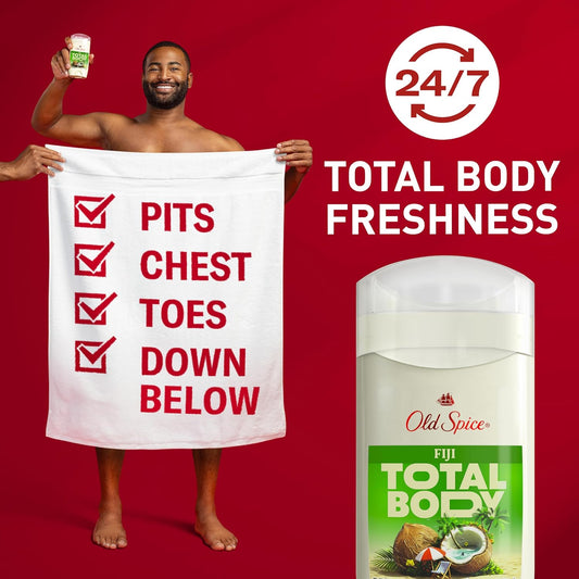 Old Spice Whole Body Deodorant For Men, Total Body Deodorant, Fiji Scent, Aluminum Free Deodorant Stick For 24/7 Freshness // Dermatologist Tested Whole Body Deodorant, 3.0 Oz