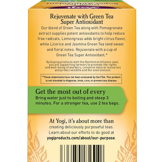 Yogi Tea Green Tea Super Antioxidant Tea - 16 Tea Bags Per Pack (4 Packs) - Organic Green Tea For Antioxidant Support - Includes Green Tea Leaf, Licorice Root, Jasmine Green Tea Leaf & More