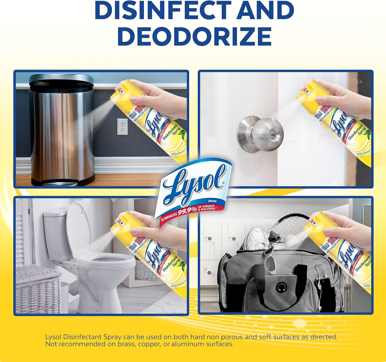 Lysol Disinfectant Spray, Sanitizing And Antibacterial Spray, For Disinfecting And Deodorizing, Lemon Breeze, 19 Fl Oz (Pack Of 2), Packaging May Vary