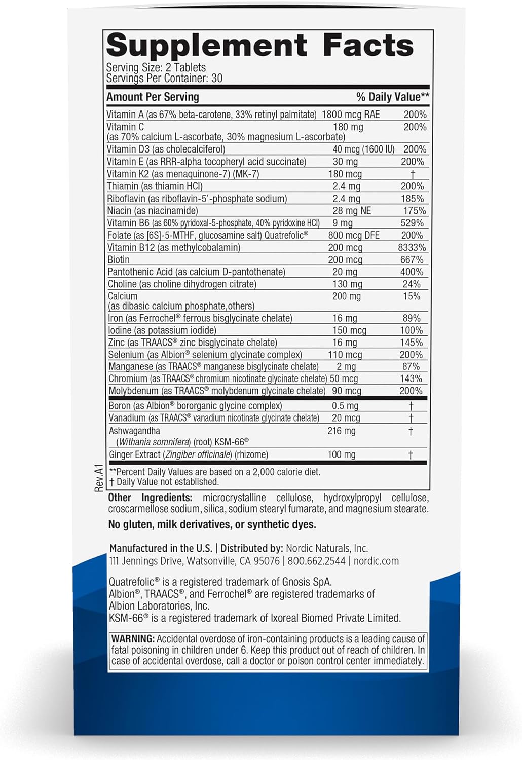 Nordic Naturals Women’s Multivitamin Extra Strength - Skin, Hair, Energy, & Bone Support - Immunity Supplement - 20 Essential Nutrients - 60 Tablets - 30 Servings