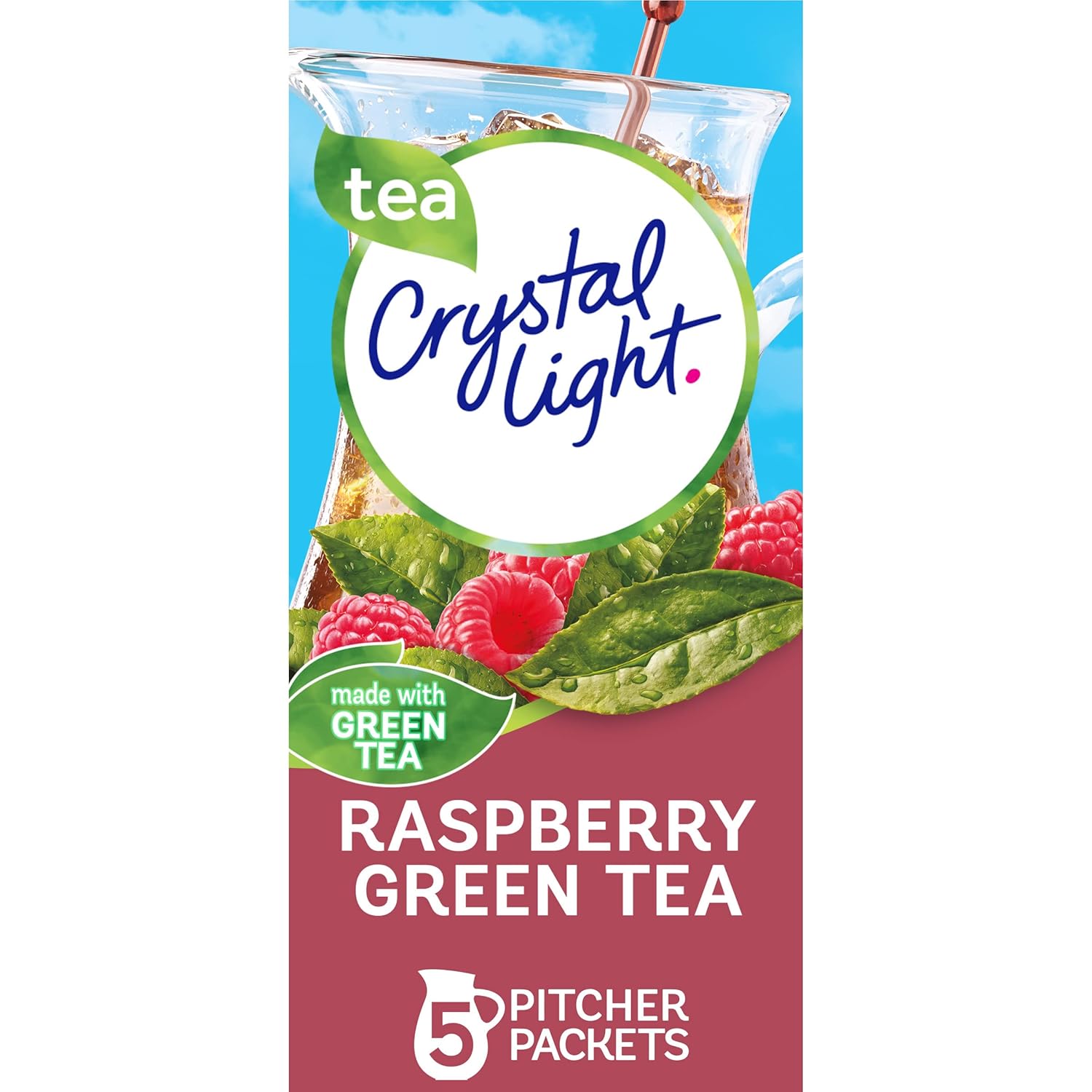 Crystal Light Sugar-Free Raspberry Green Tea Naturally Flavored Powdered Drink Mix 60 Count Pitcher Packets 5 Count (Pack Of 12)