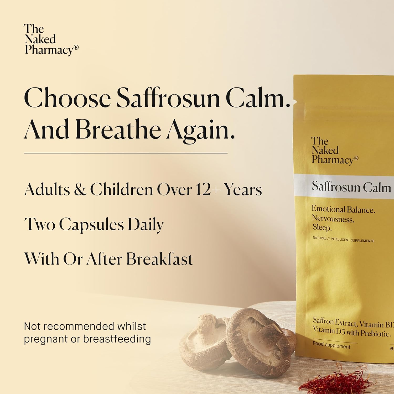 The Naked Pharmacy | Saffrosun Calm | Balance & Energy | Saffron with Vitamin B12 | High Strength | Natural No Additives | Vegan | 60 Capsules : Amazon.co.uk: Health & Personal Care