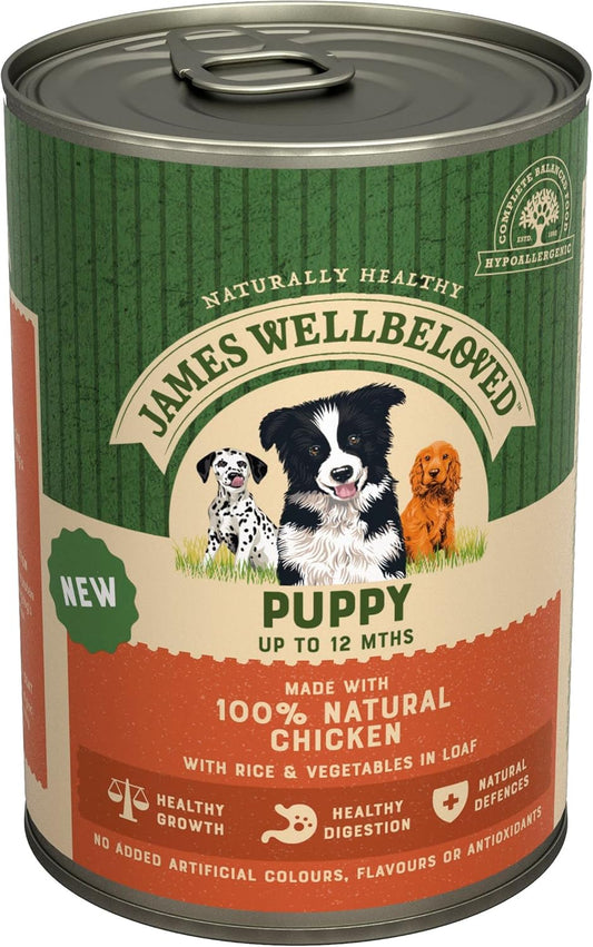 James Wellbeloved Puppy Chicken, Rice and Vegetables in Loaf Can, Hypoallergenic Wet Dog Food (12x400g)?case438693