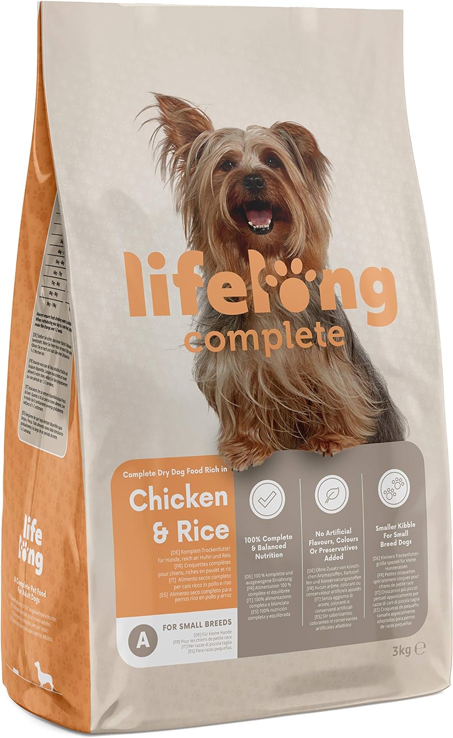 Amazon Brand - Lifelong - Complete Dry Dog Food Rich in Chicken and Rice for Small Breeds, 1 Pack of 3kg?5400606003507