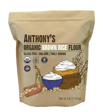Anthony's Organic Brown Rice Flour, 4 Pound, Gluten Free, Product of USA, Finely Ground