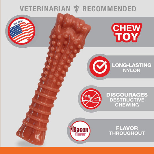 Nylabone Power Chew Textured Femur Bone Chew Toy For Dog, Indestructible Dog Toys For Aggressive Chewers Large Breed, Bacon Flavor, X-Large/Souper (1 Count)