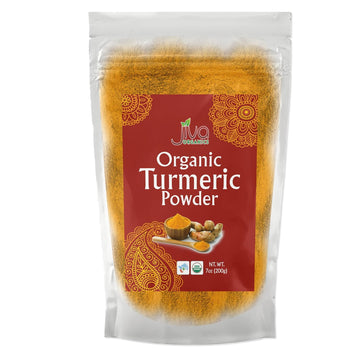 Jiva Organic Turmeric Powder 7 oz - Packaged in Resealable Bag, 100% Raw with Tumeric Powdered Organic, Turmeric Curcumin Powder, Origins from India