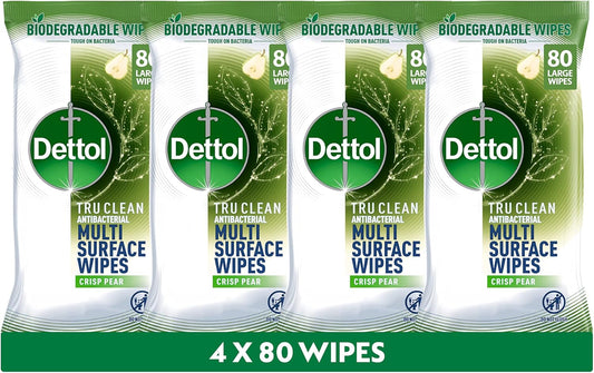 Dettol Tru Clean Crisp Pear Wipes 4X80S