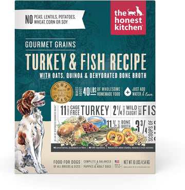 The Honest Kitchen Gourmet Grains Turkey & White Fish Recipe Dehydrated Dog Food, 10 lb box
