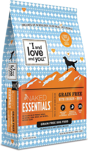 I and love and you Naked Essentials Dry Dog Food - Chicken + Duck - High Protein, Real Meat, No Fillers, Prebiotics + Probiotics, 23lb Bag