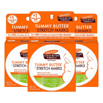 Palmer's Cocoa Butter Formula Tummy Butter Balm for Stretch Marks and Pregnancy Skin Care, 4.4 Ounces (Pack of 3)