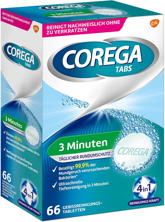 Corega Rapid Denture/Third Teeth Cleaning Sticks, 1X66 Teething Cleaning Tablets - Cleaning In 3 Minutes