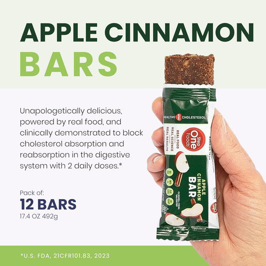 Step One Foods Apple Cinnamon Bars, Heart Healthy Snack Plant Sterols, Omega 3'S And Dietary Fiber Gluten Free Vegan Granola Bar (12 Pack)