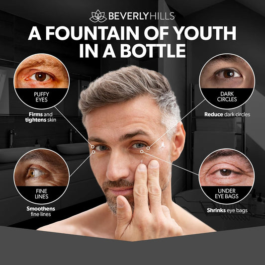 Beverly Hills Mens Instant Facelift And Eye Serum Treatment For Dark Circles, Puffy Eyes, And Wrinkles