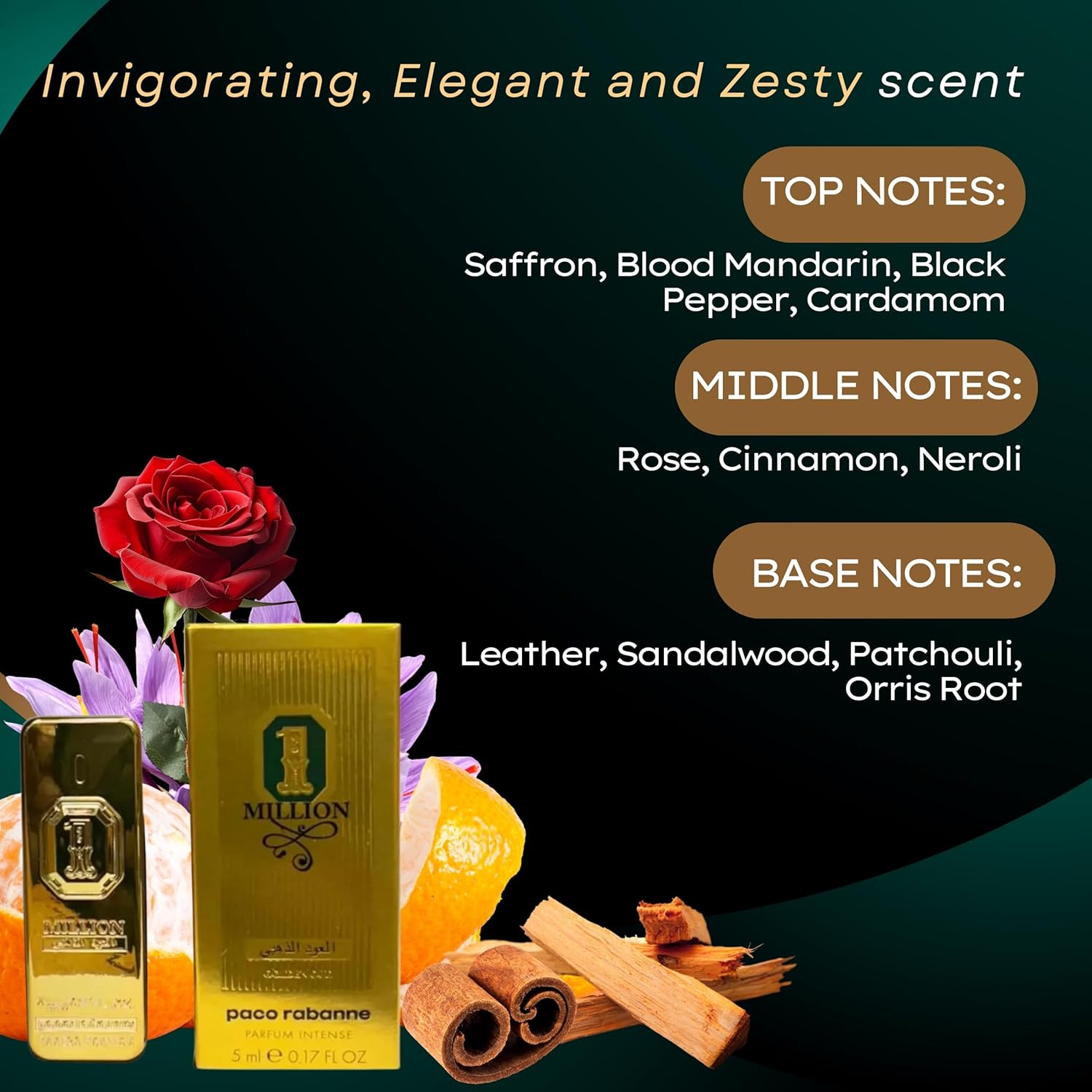 Paco Rabanne 1 Million Golden Oud Parfum Intense For Men, 5Ml Miniature : Beauty & Personal Care