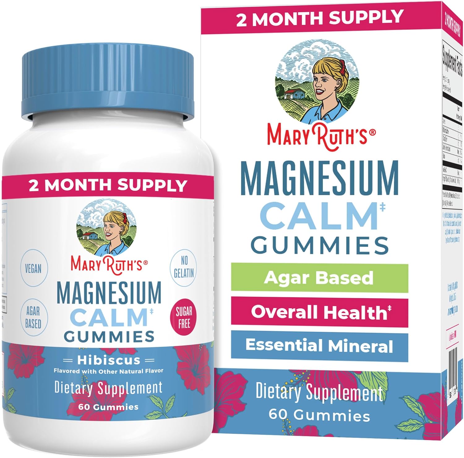 Calm Magnesium Citrate Gummies By Maryruth'S | 2 Month Supply | Sugar Free | Magnesium Supplement | Magnesium Supplement For Adults & Kids 4+ | Stress Relief | Bone Health | Vegan | 60 Count