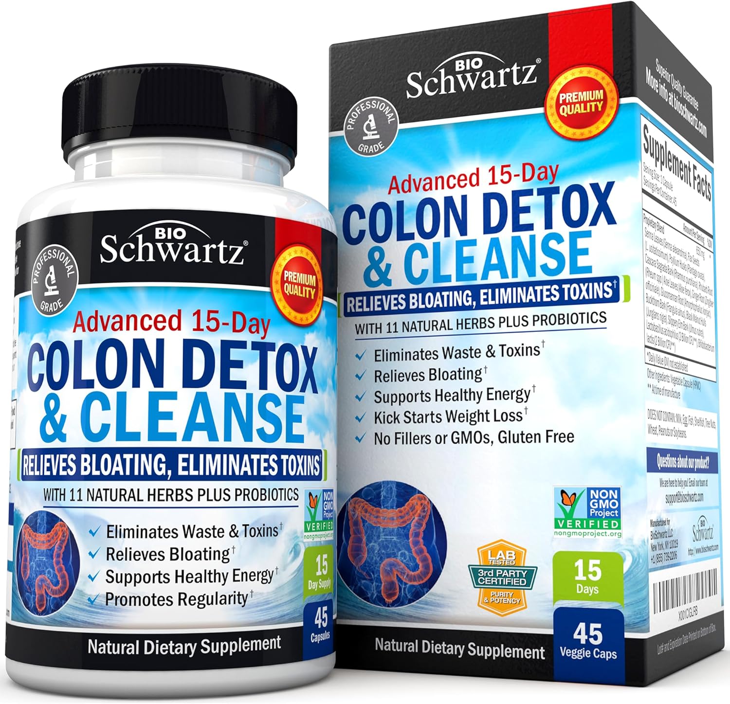 Colon Cleanser And Detox For Weight Loss & Digestive Support - 15 Day Fast-Acting Extra Strength Cleanse With Probiotic Fiber Plus Noni For Constipation Relief & Bloating Support, Non-Gmo, 45 Count