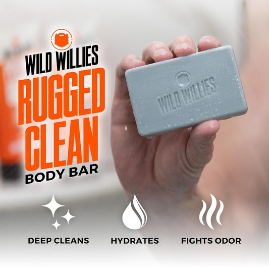 Wild Willies Moisturizing Mens Bar Soap - Bath Soaps With Shea Butter For Odor Protection - Natural Body Bar For Men - Aspen Trail Scent, 3 Pack