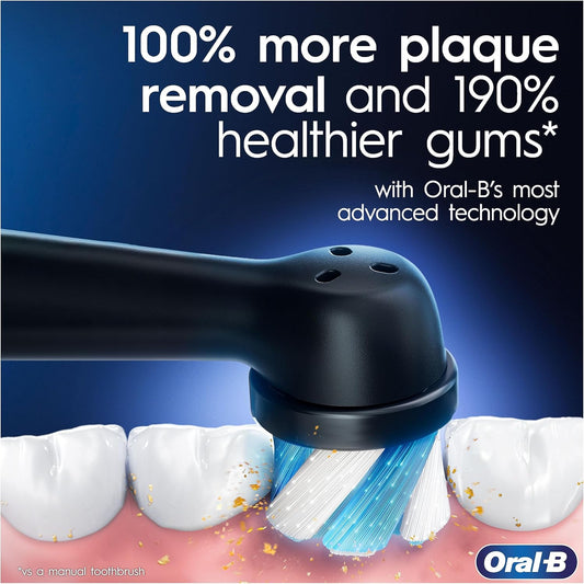 Oral-B Io8 2X Electric Toothbrushes For Adults, App Connected Handles, 4 Toothbrush Heads, 1 Travel Case, Toothbrush Head Holder, 6 Modes, 2 Pin Uk Plug, Black/Violet