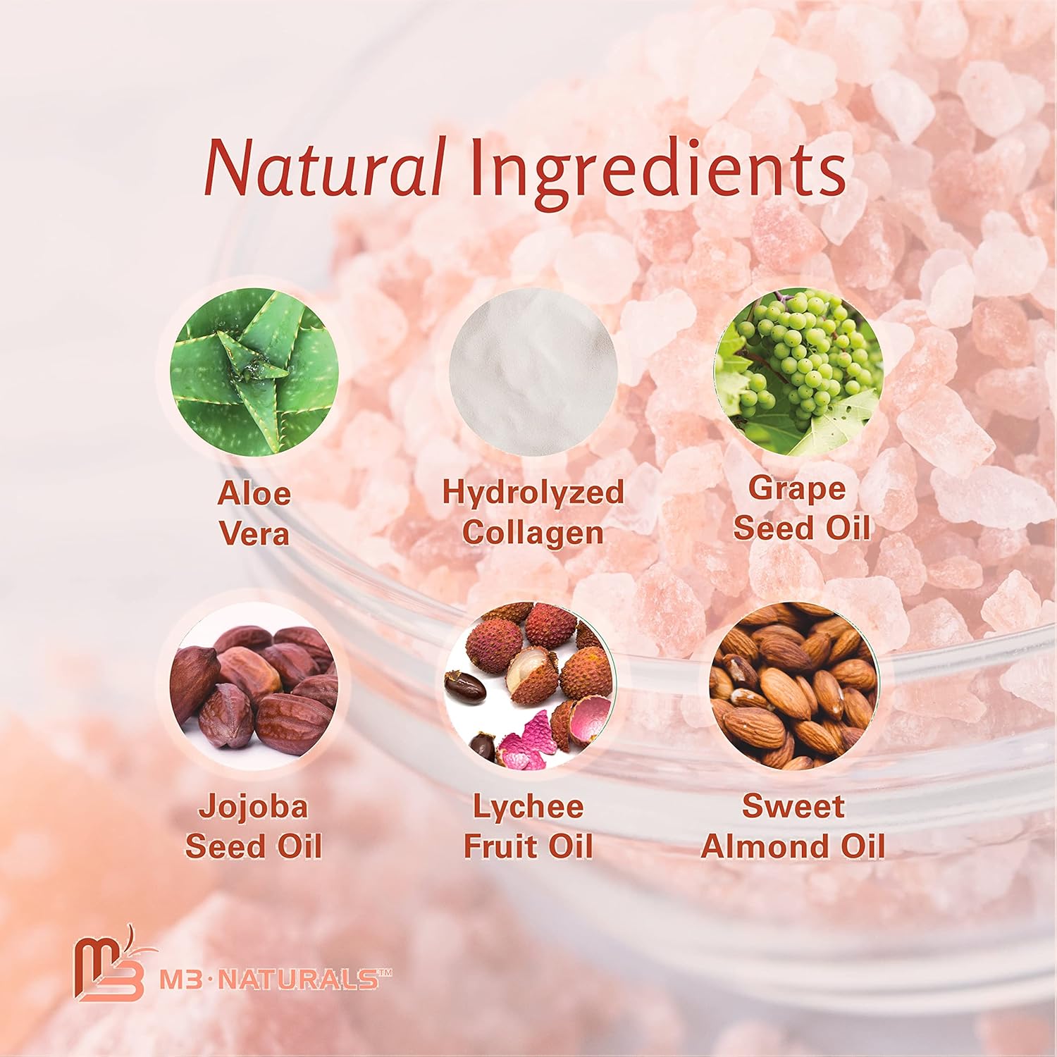 Himalayan Salt Scrub Face Foot & Body Exfoliator Infused with Collagen and Stem Cell Natural Exfoliating Salt Body Scrub for Toning Cellulite Skin Care by M3 Naturals : Beauty & Personal Care