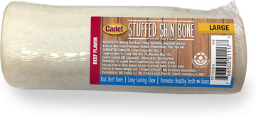 Cadet Stuffed Shin Bone - Highly Digestible, High Protein, Long-Lasting Dog Chew Bone For Aggressive Chewers, Supports Dental Health, - Bully Stick Flavor, Large (1 Count)