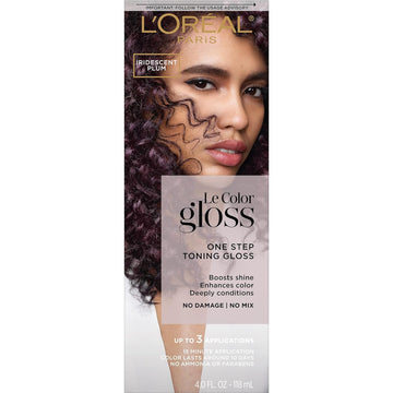 L'Oreal Paris Le Color Gloss One Step In-Shower Toning Hair Gloss, Neutralizes Brass, Conditions & Boosts Shine, Iridescent Plum Purple, 4 Ounce