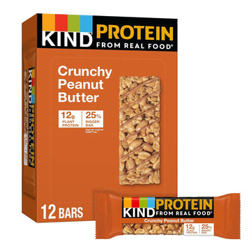 Kind Protein Bars, Crunchy Peanut Butter, Healthy Snacks, Gluten Free, 12G Protein, 12 Count