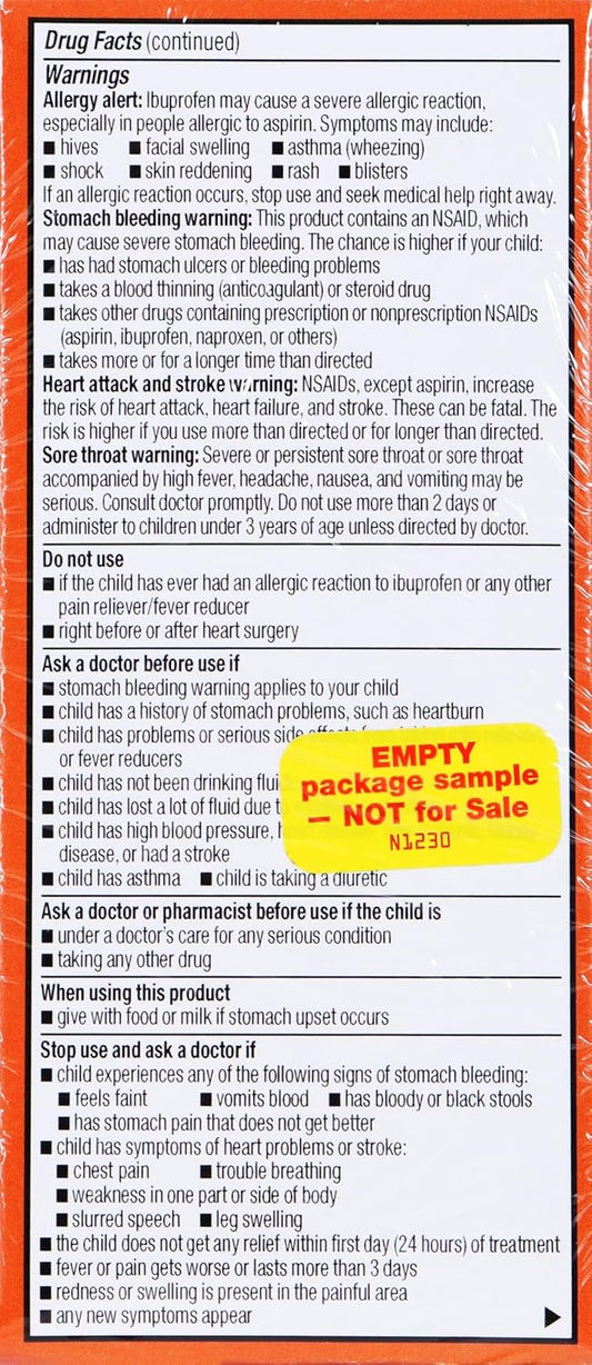 Rite Aid Infants' Dye-Free Ibuprofen Drops, Berry Flavor, 50 Mg - 2 Value Pack | Infant Pain Reliever | For Babies Ages 6 To 23 Months | Oral Suspension 50 Mg Per 1.25 Ml | Gluten Free