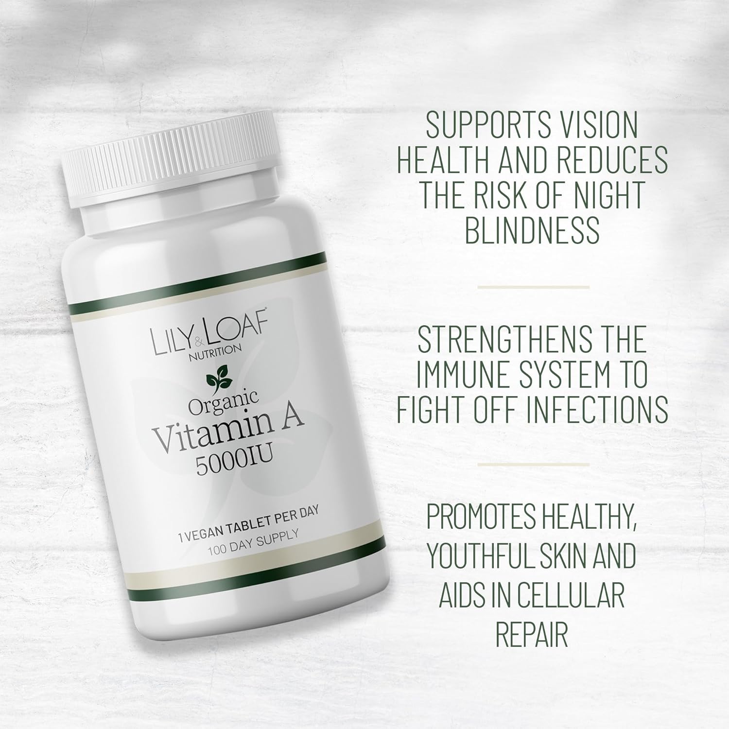 Lily & Loaf Vitamin A Supplement – Supports Healthy Vision, Immune Function, Skin Health & Cell Growth – Easy-To-Take Capsules – Daily Recommended Dose – 60 Capsules