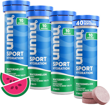 Nuun Sport Electrolyte Tablets For Proactive Hydration, Watermelon, 4 Pack (40 Servings)