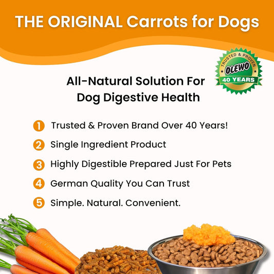 Olewo Original Carrots for Dogs – Fiber for Dogs Keep Poop Firm, Digestive Dog Food Topper, Skin & Coat Support, Dehydrated Whole Food Dog Multivitamin, Gut Health for Dogs, 2.2 lbs