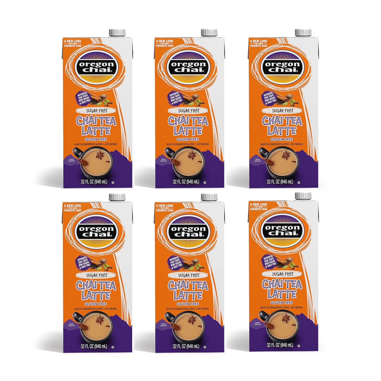 Oregon Chai Sugar Free Chai Concentrate, 32 Fluid Ounce (Pack Of 6)