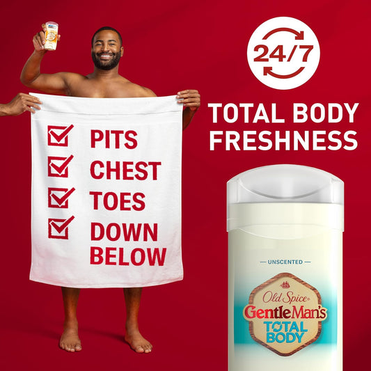 Old Spice Whole Body Deodorant For Men, Total Body Deodorant, Unscented, Aluminum Free Deodorant Stick For 24/7 Freshness // Dermatologist Tested Whole Body Deodorant, 3.0 Oz