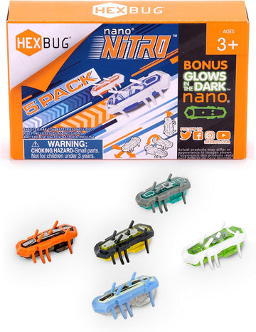 HEXBUG Nano Nitro 5 Pack, Sensory Cat & Kids Toy with Vibration Technology, STEM Kits & Mini Robot Toys for Kids Ages 3 & Up, Batteries Included, Multicolor