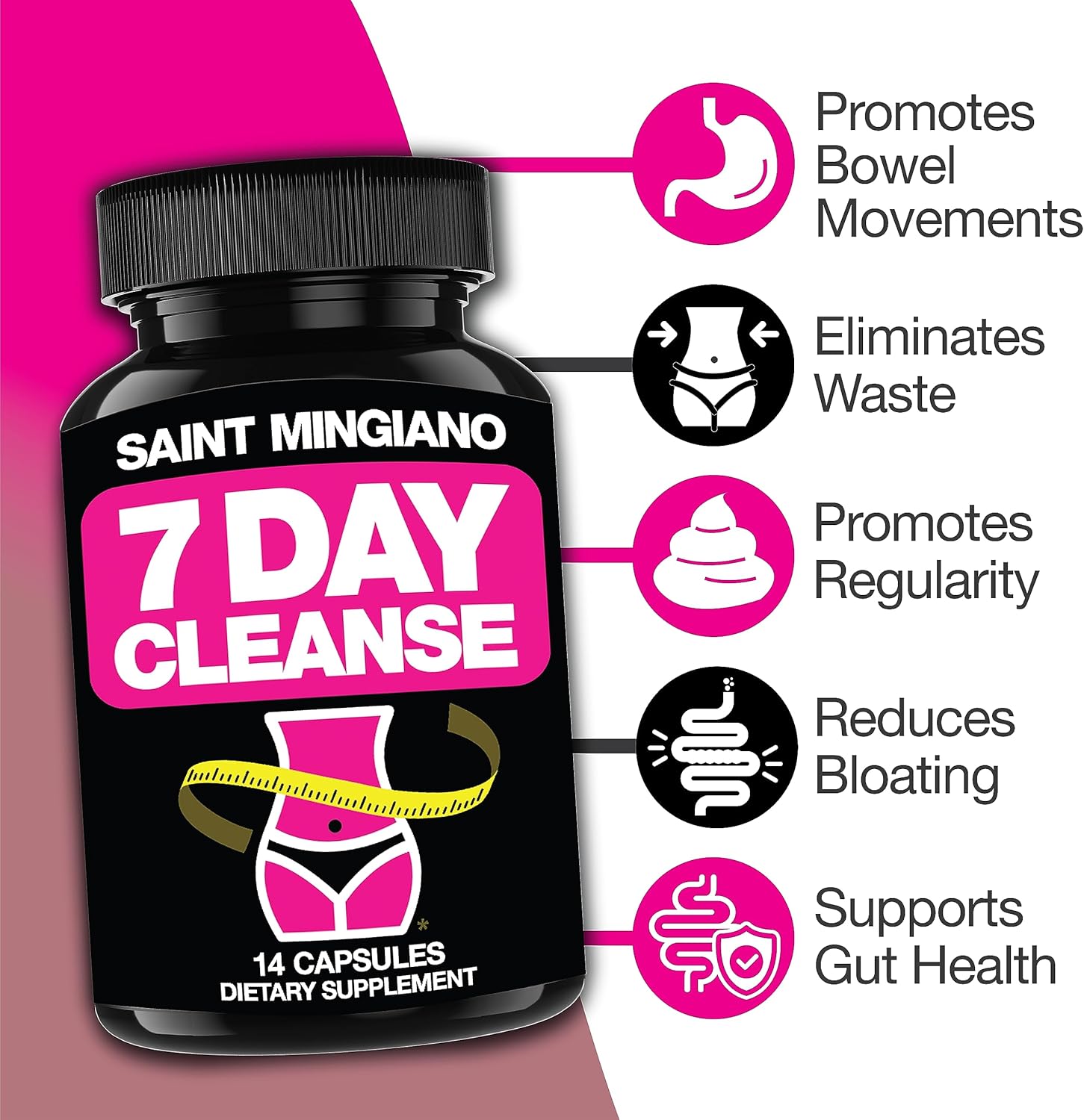 Saint Mingiano 7 Day Cleanse Program | Colon Detox With Natural Laxative For Constipation & Bloating | Extra-Strength Senna Leaf Supplements | Strong For Some People. : Health & Household