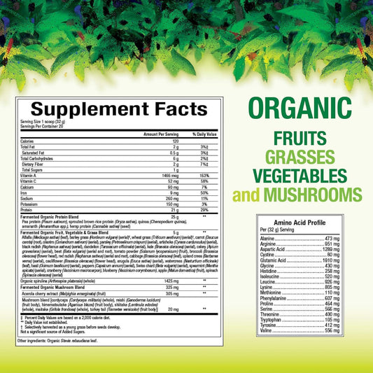 Whole Earth & Sea From Natural Factors, Organic Fermented Protein & Greens, Vegan Whole Food Supplement, Unflavored, 1 Lb 9 Oz