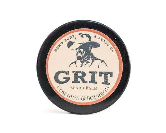 Grit Beard Balm Cowhide & Bourbon (1.6 Oz) | All Natural | Styles, Strengthens & Softens Beards & Mustaches | Moisturizes Skin | Leave In Conditioner Wax For Men