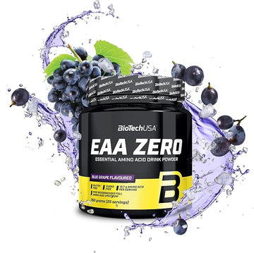 Biotechusa Eaa Zero - Essential Amino Acid Power | 7160Mg Eaa/Serving | Who Recommended Ratio | Sugar-Free, Gluten-Free, 350 G, Blue Grape