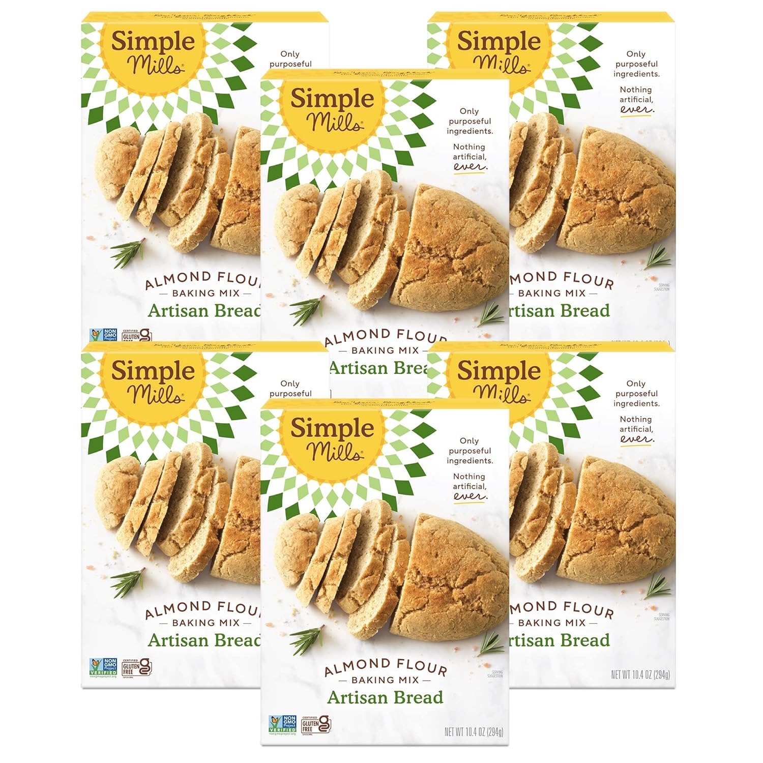 Simple Mills Almond Flour Baking Mix, Artisan Bread Mix - Gluten Free, Plant Based, Paleo Friendly, 10.4 Ounce (Pack of 6)