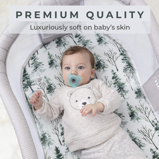 Pobi Baby - 2 Pack Premium Bassinet Sheets For Standard Bassinets - Ultra-Soft Cotton Blend, Stylish Animal Woodland Pattern, Safe And Snug For Baby (Magical)