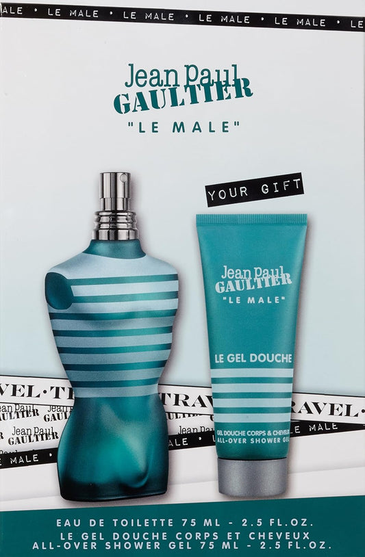 Le Male By Jean Paul Gaultier For Men 2 Piece Set Includes: 2.5 Oz Eau De Toilette Spray + 2.5 Oz Shower Gel