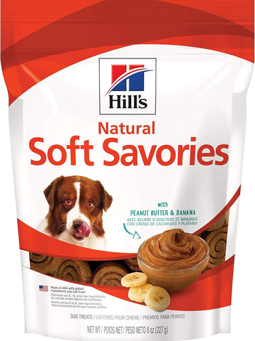 Hill'S Natural Soft Savories, All Life Stages, Great Taste, Dog Treats, Peanut Butter & Banana, 8 Oz Bag