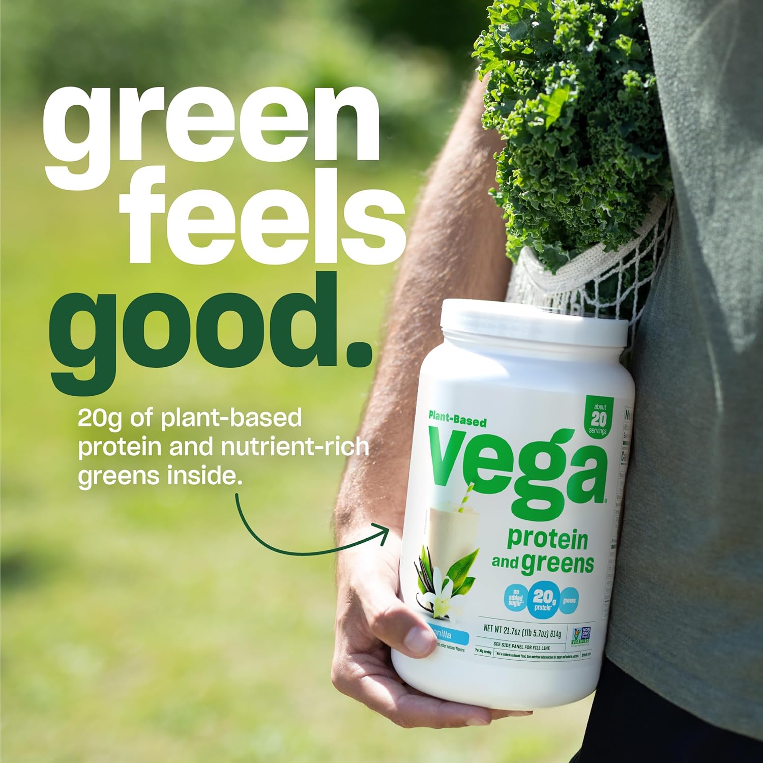 Vega Protein and Greens Protein Powder, Vanilla - 20g Plant Based Protein Plus Veggies, Vegan, Non GMO, Pea Protein for Women and Men, 21.7 Ounce (Packaging May Vary) : Health & Household