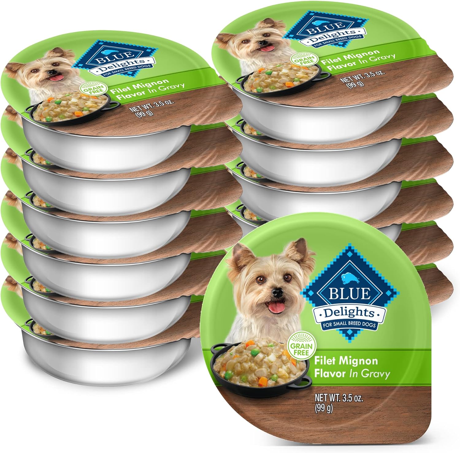 Blue Buffalo Delights Small Breed Natural Wet Dog Food, Filet Mignon Flavor In Gravy, 3.5-Oz. Cups, 12 Count