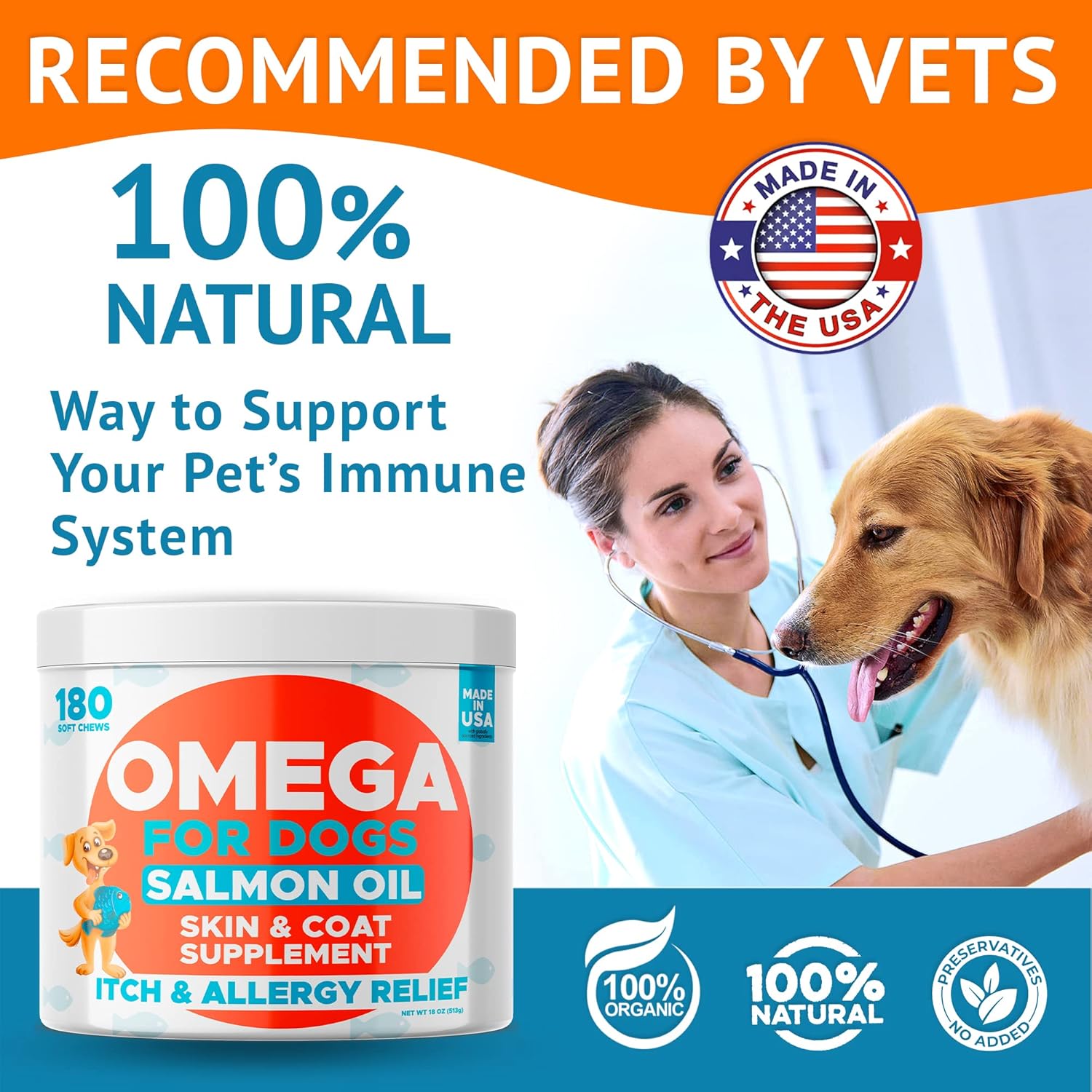 GOODGROWLIES Omega 3 Alaskan Fish Oil Treats for Dogs 180 Ct - Dry & Itchy Skin Relief + Allergy Support - Shiny Coats - EPA&DHA Fatty Acids - Natural Salmon Oil Chews, Hip & Joint Support - Salmon : Pet Supplies